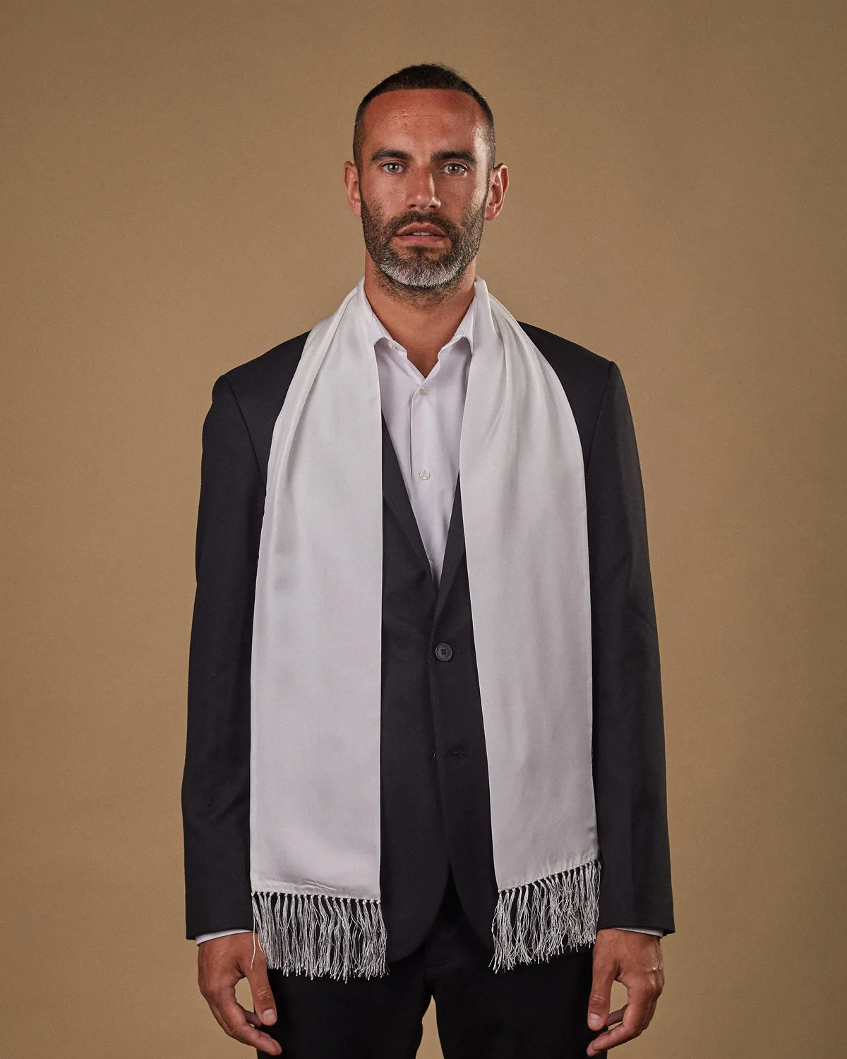 Men's Silk Aviator Scarf in White - The Air White Aviator