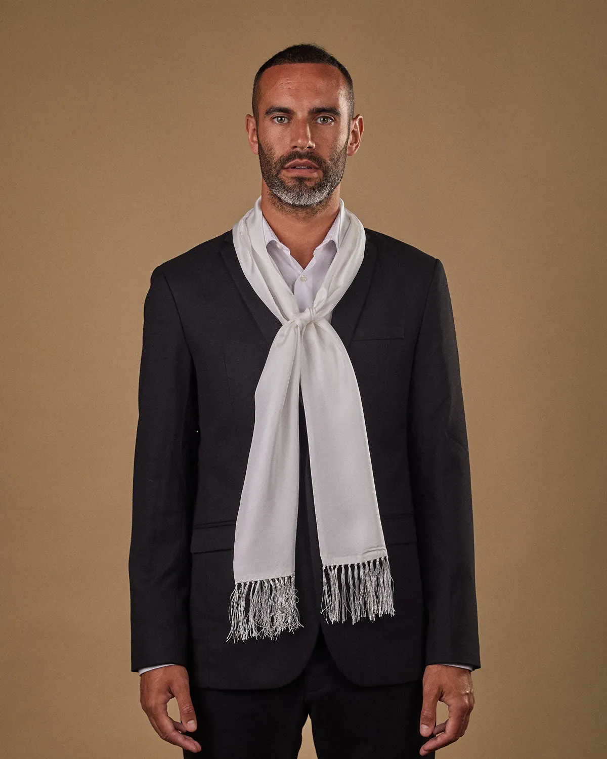 Men's Silk Aviator Scarf in White - The Air White Aviator