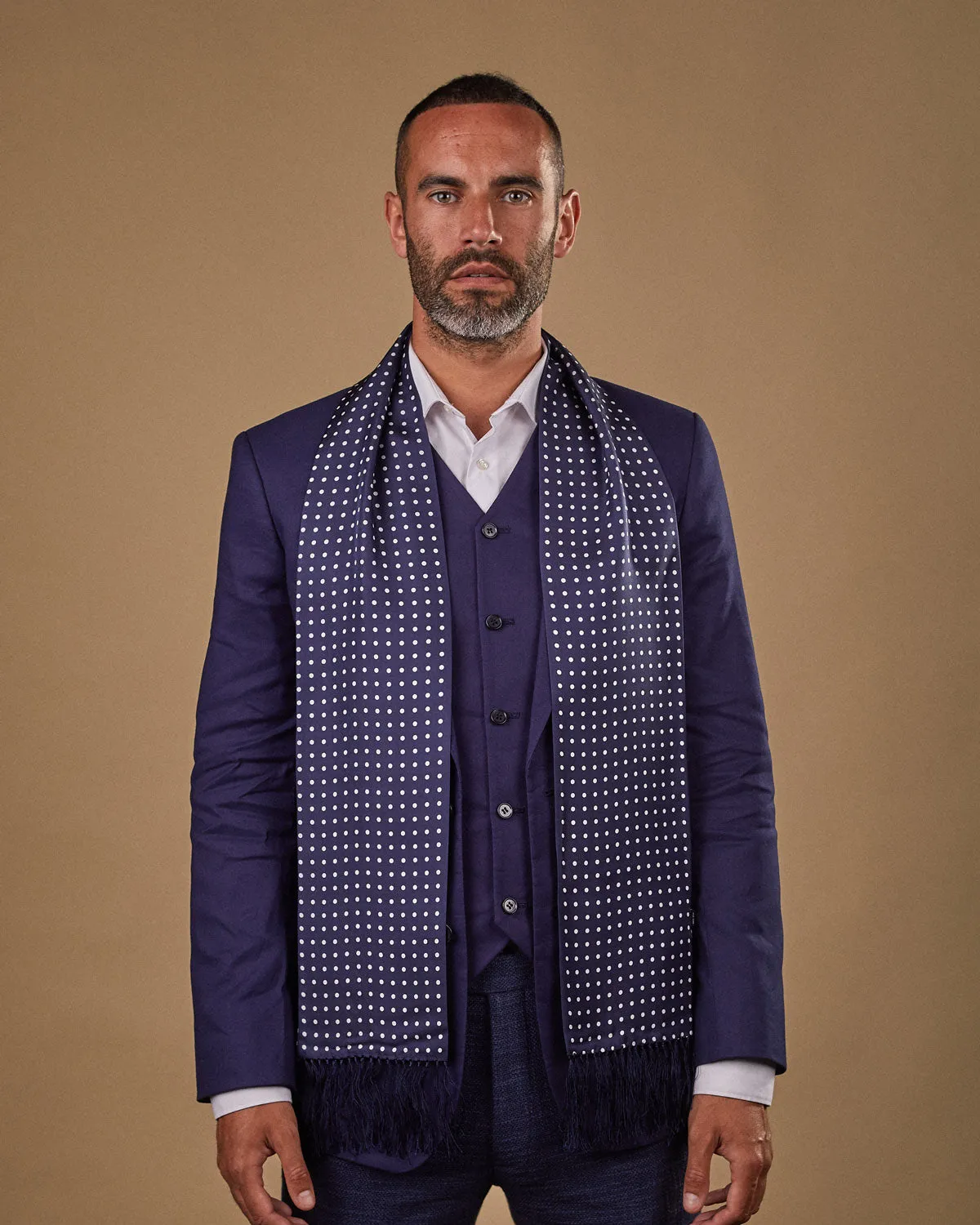 Men's Silk Polka Dot Aviator Scarf - The Westminster Aviator