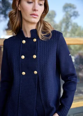 MERIBEL - Knit Jacket with Gold Buttons (NAVY)