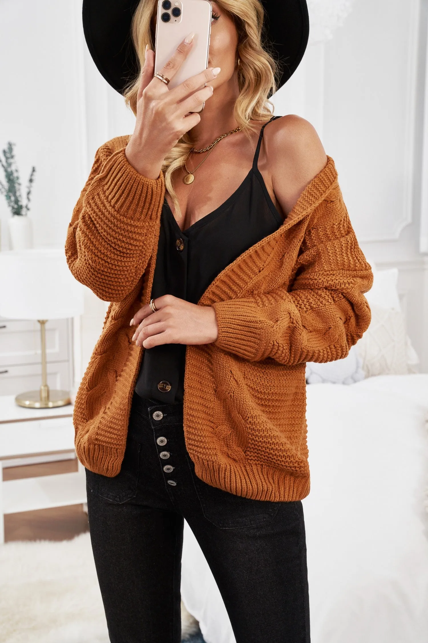 Olive Chunky Wide Long Sleeve Knit Cardigan