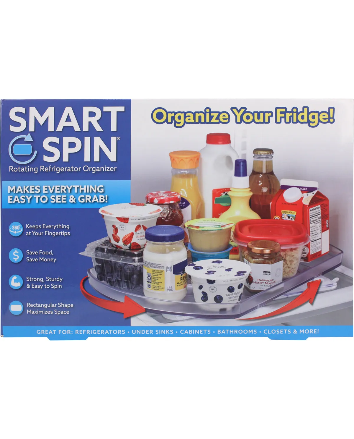 Ontel Smart Spin Rotating Refrigerator Organizer