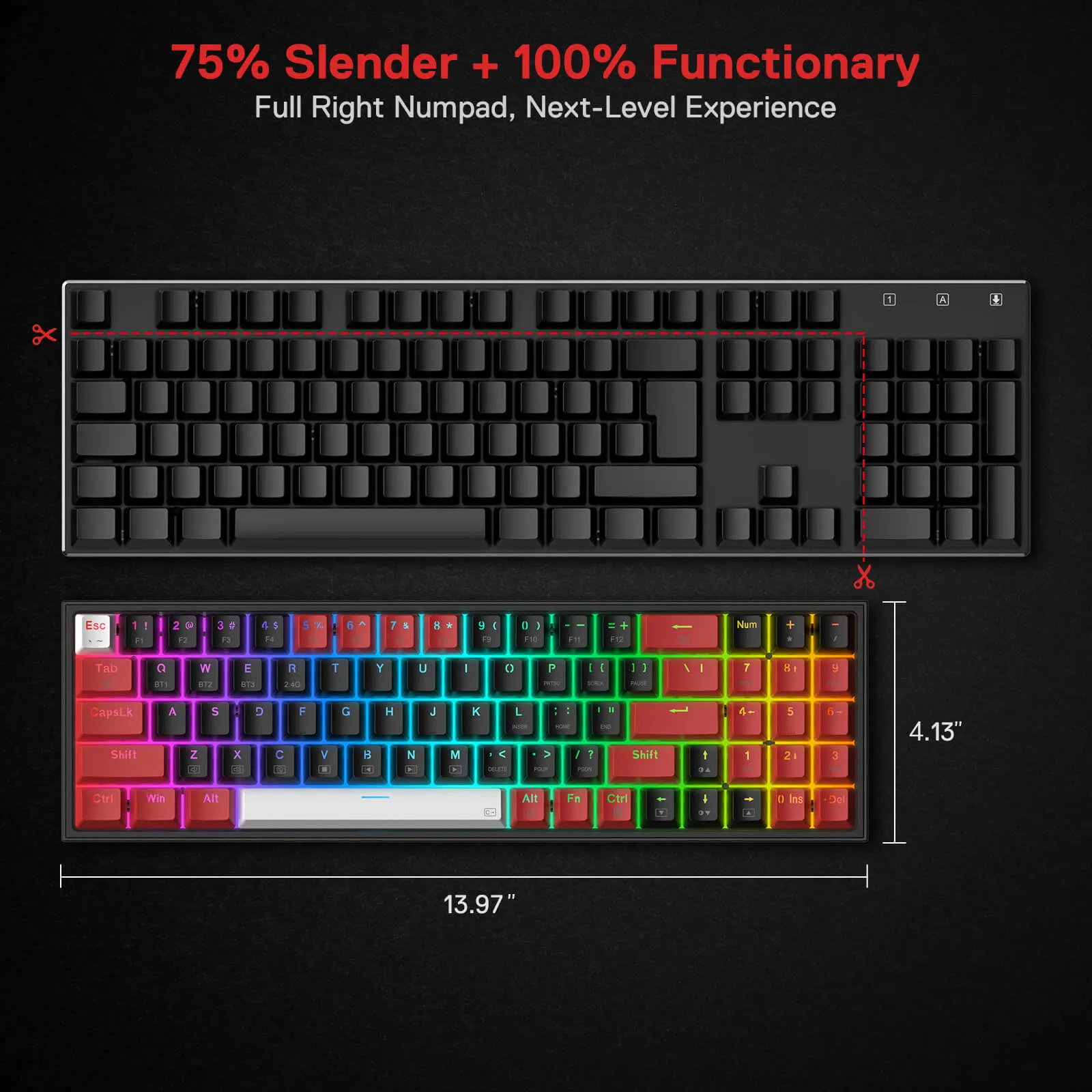 (Open Box) POLLUX K628 PRO 75% Wireless Gaming Keyboard