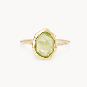 peridot mood ring - 14k yellow gold, peridot