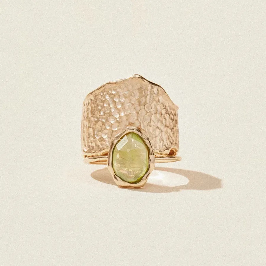 peridot mood ring - 14k yellow gold, peridot