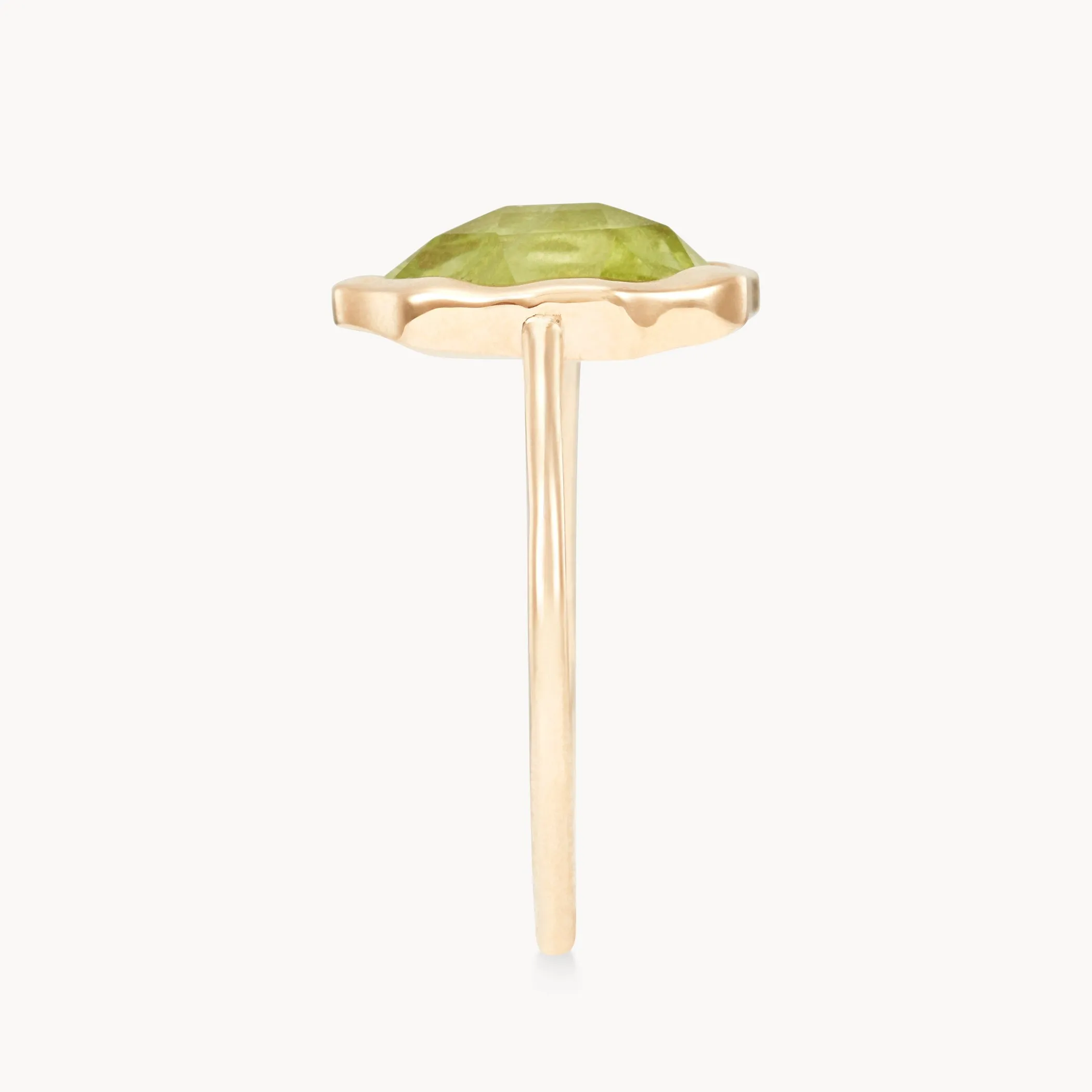 peridot mood ring - 14k yellow gold, peridot