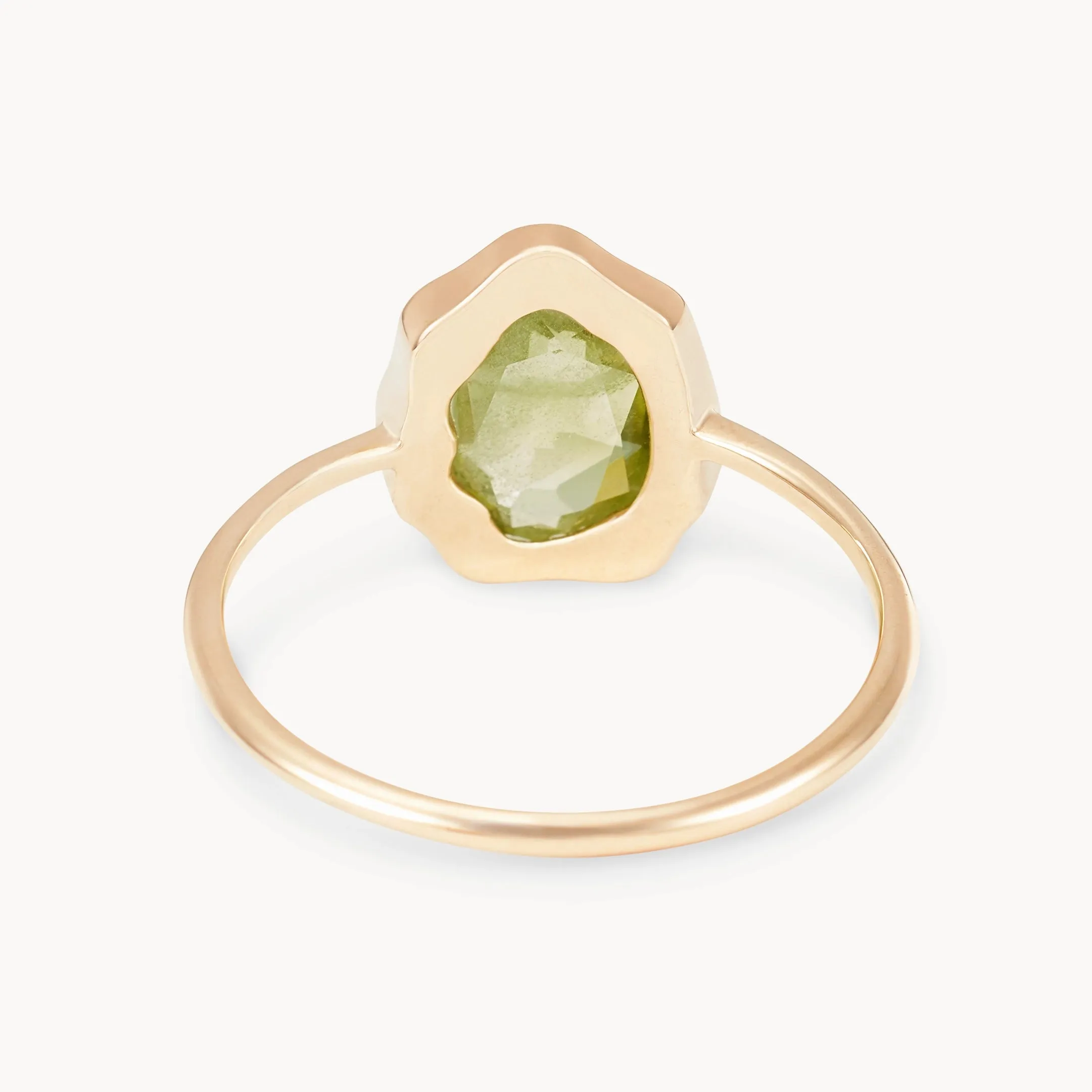 peridot mood ring - 14k yellow gold, peridot