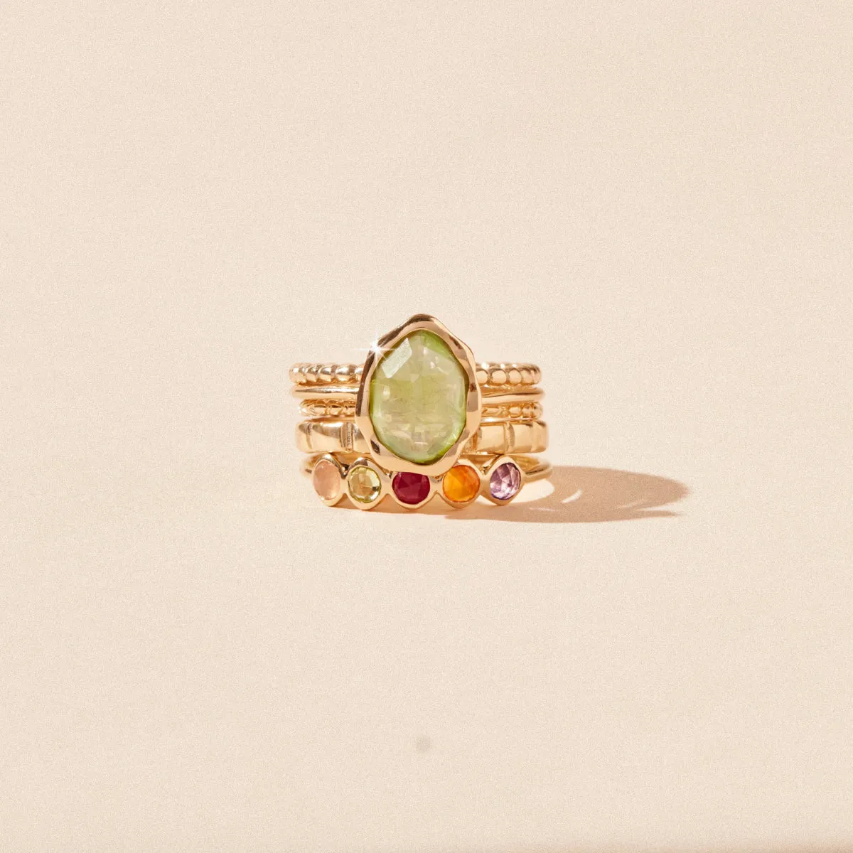 peridot mood ring - 14k yellow gold, peridot