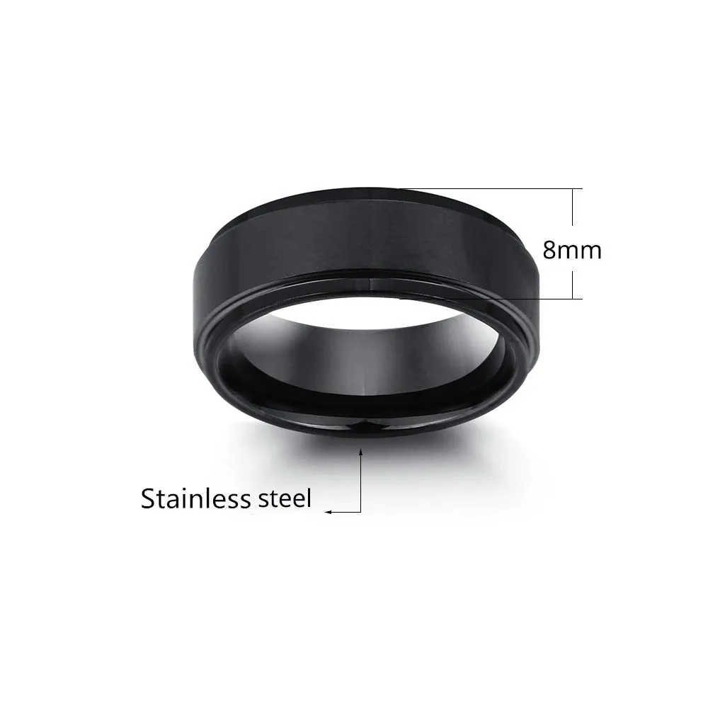 Personalized Black Stainless Steel Ring For Men