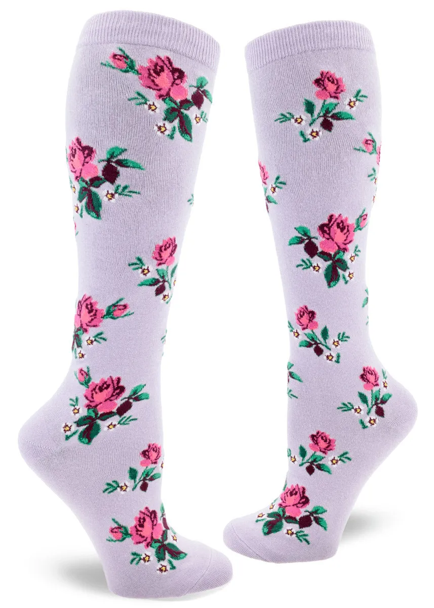 Pink Rose Knee Socks