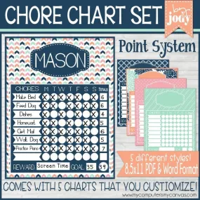 POINT SYSTEM Chore Charts {NAVY} PRINTABLE