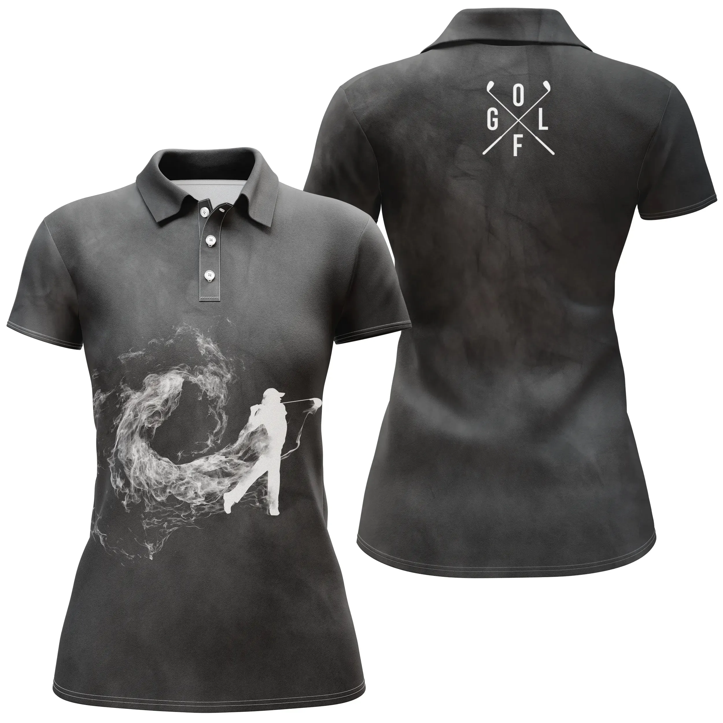 Polo de Golf Premium Fond de Fumée, Cadeau Original Pour Fans de Golf, Polo de Sport Homme Femme Noir et Blanc, Golfeur, Golfeuse - CTS19052224