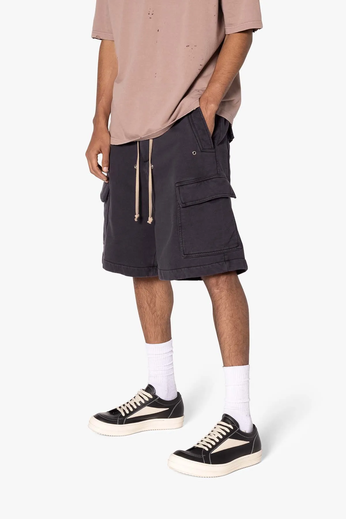 Rave Cargo Fleece Sweat Shorts - Washed Black