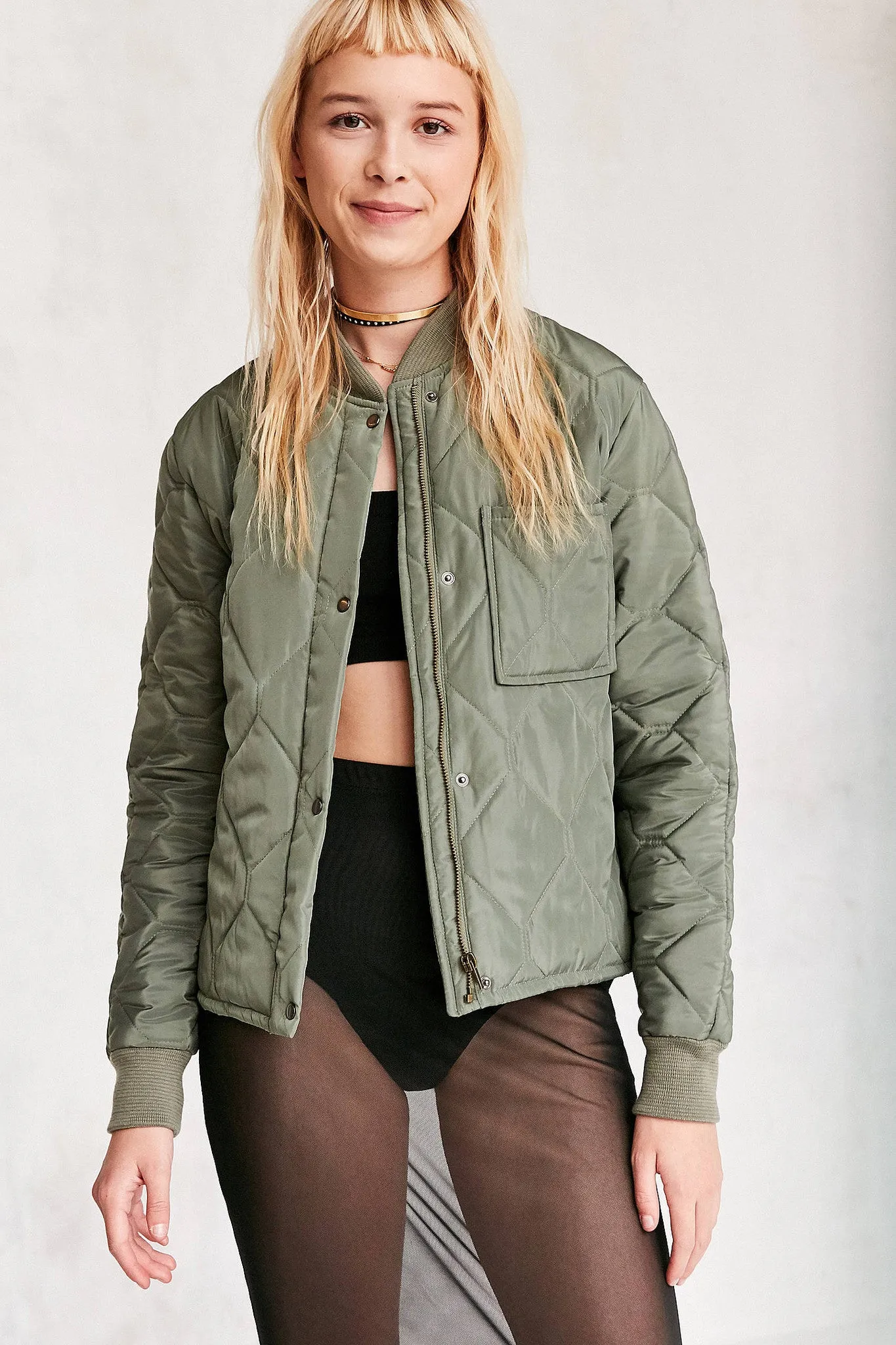 Silence   Noise Quilted Liner Bomber Jacket