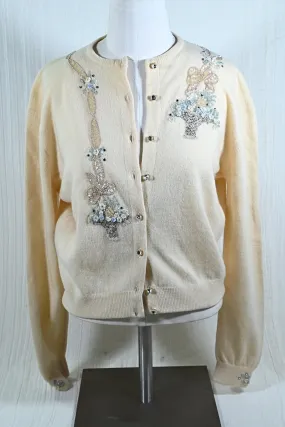 SOLD Vintage 50s Beaded Cardigan Sweater, Henri Bendel