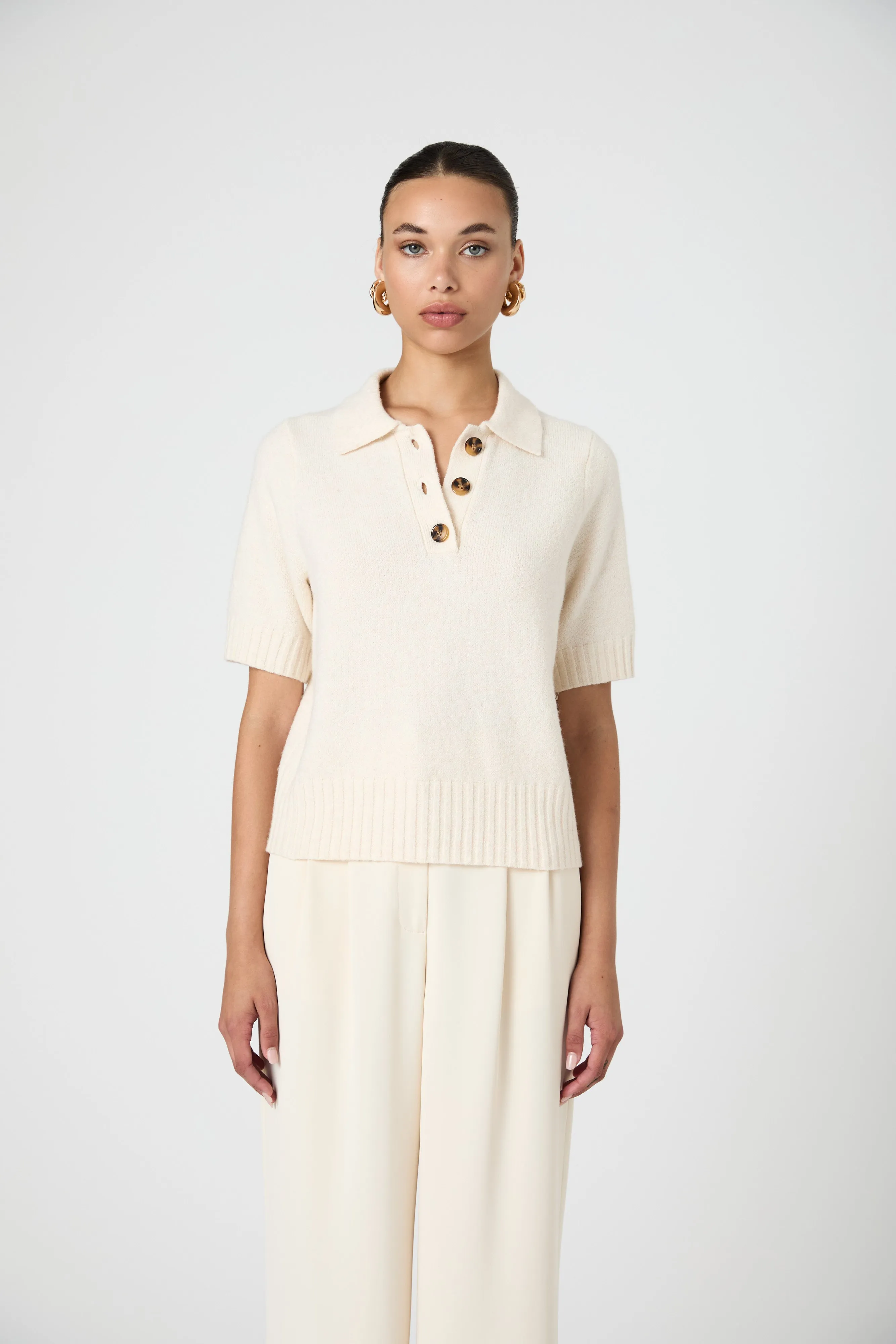 Vhari Short Sleeve Button Up Sweater