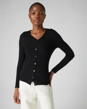 Women's Mia Superfine Cashmere V Neck Cardigan Black