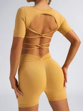 ZASUWA Female Cross Back Scrunch Bum V Back Sportswear