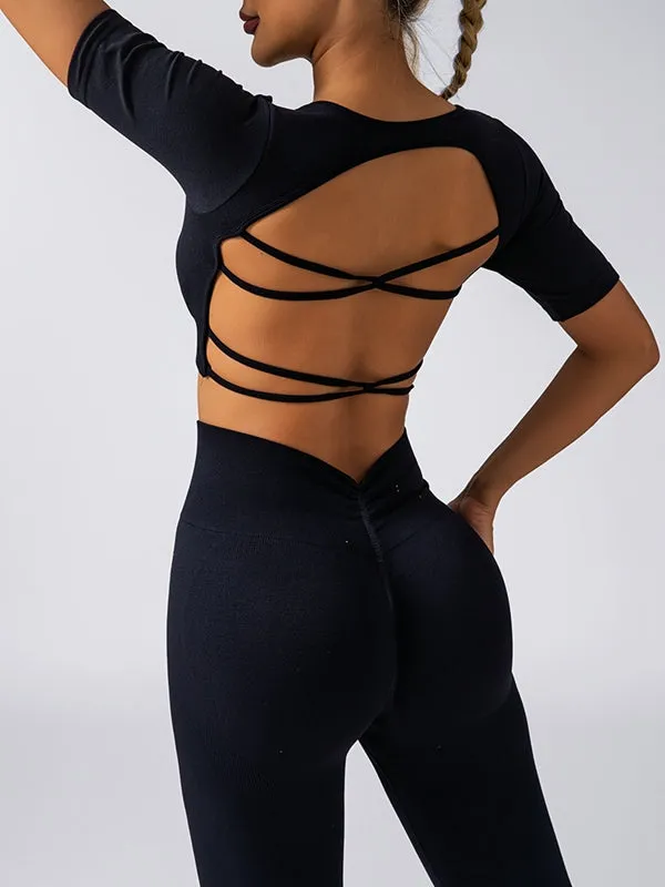 ZASUWA Female Cross Back Scrunch Bum V Back Sportswear