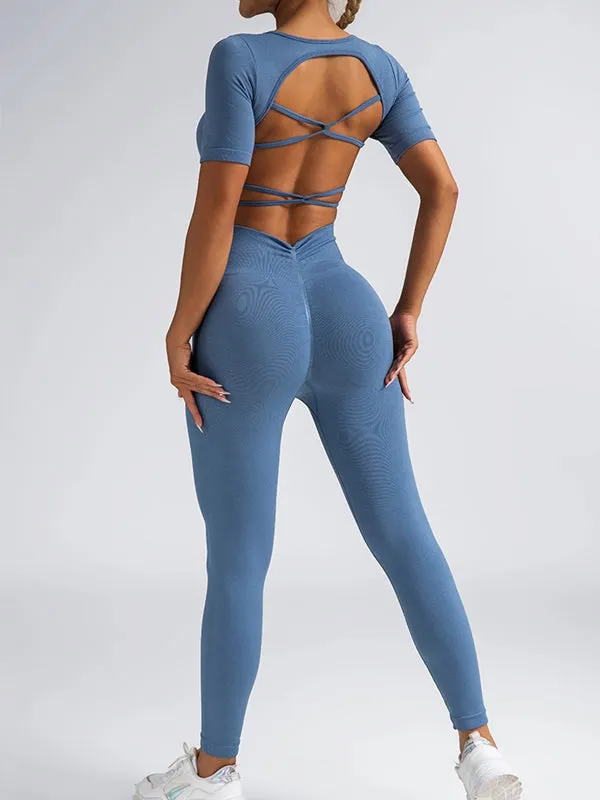 ZASUWA Female Cross Back Scrunch Bum V Back Sportswear